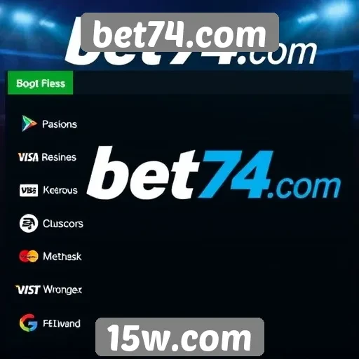 Principais métodos de pagamento disponíveis no bet74.com